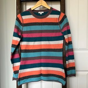 Garnet Hill 100% Cashmere Striped Sweater, S